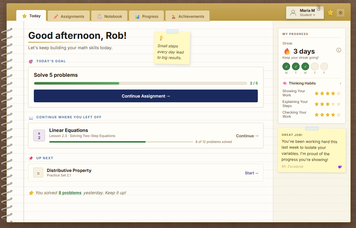 Student dashboard preview